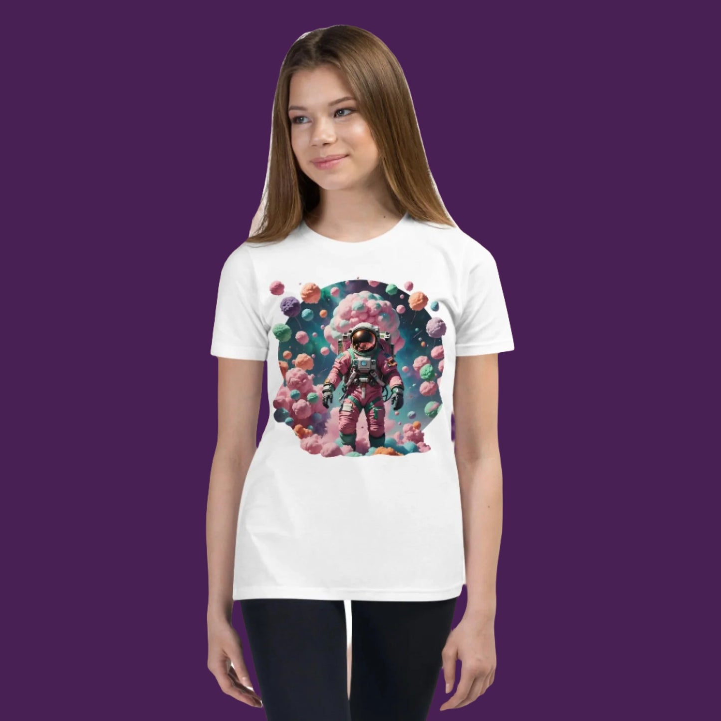 AI Cotton Candy Space Youth Short Sleeve T-Shirt